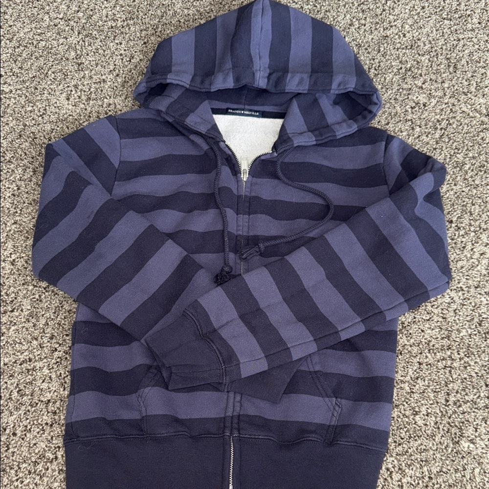 Brandy Melville Purple and Black Striped Hoodie